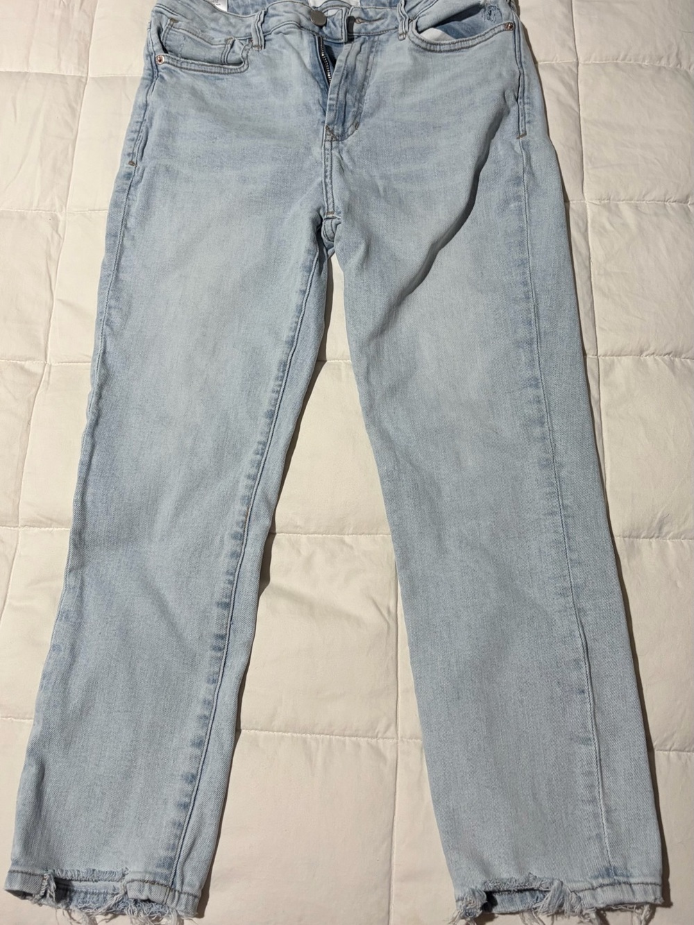 Dear John Light Wash Ankle Crop Jeans with Raw Hem 24’’ inseam